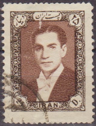 z vendido IRAN 1956 Scott 1059 Sello Mohammad Shah Reza Pahlavi 25d Usado Stamp 